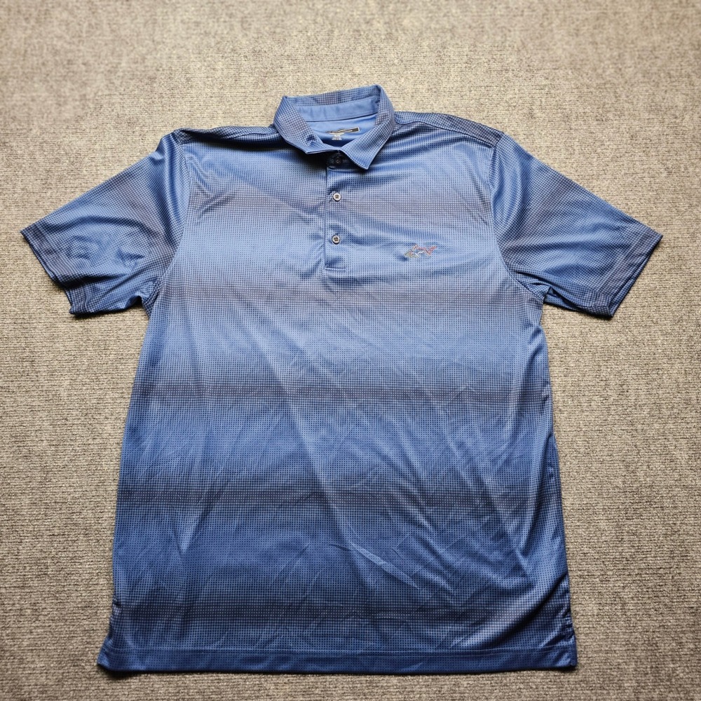 Greg Norman Play Dry Golf Polo Shirt Mens XL Blue Gradient Dot Short Sleeve